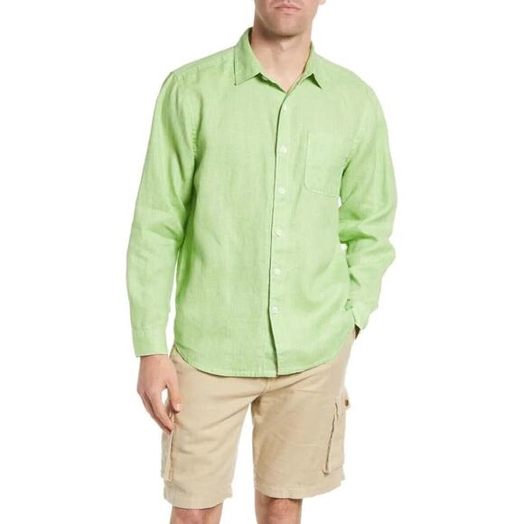 Tommy Bahama Mens Sea Glass Breezer Linen Shirt Lime Grass Green Size XXL Beachy - Picture 1 of 13